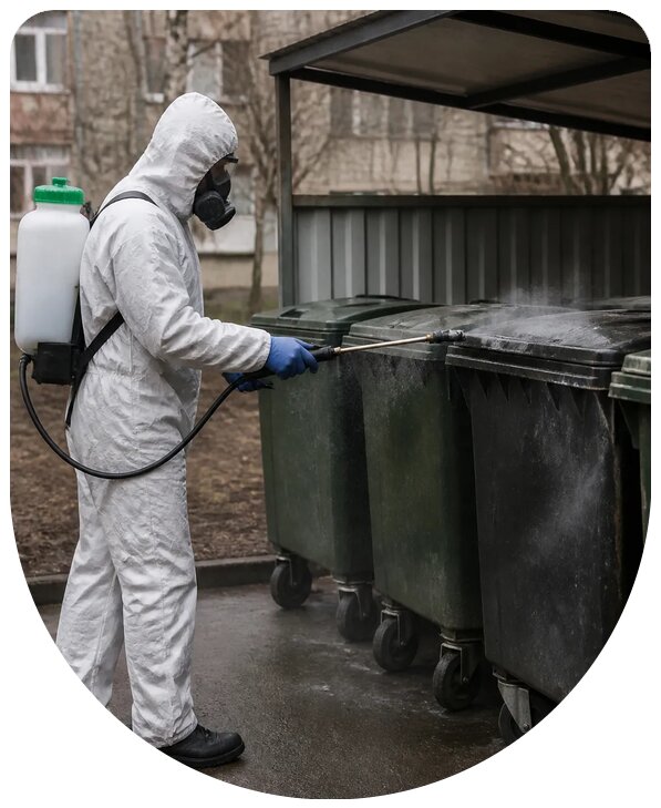 Санитарная обработка мусорных контейнеров и площадок в Сосновоборске
